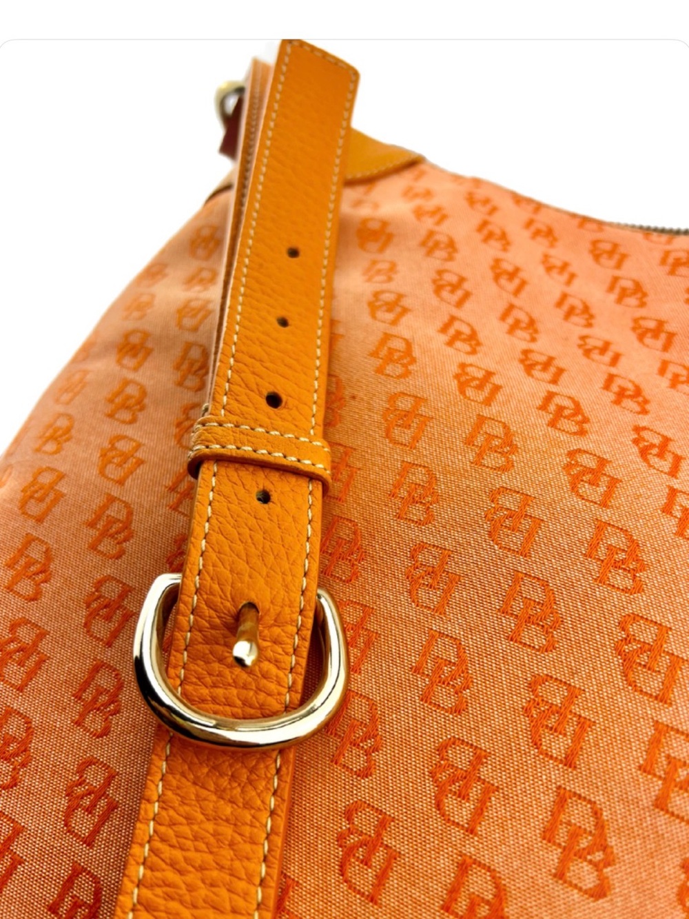 Dooney & Bourke Orange Monogram Large Shoulder Bag Y2K Vintage - RARE π§‘ - Picture 6 of 16